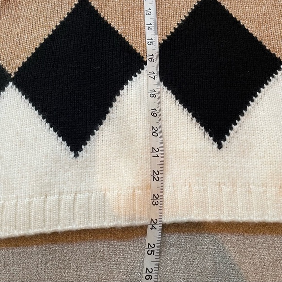 NWT Express Argyle Knit Recycled Polyester Cropped Long Sleeve Mock Neck Sweater - Picture 8 of 11